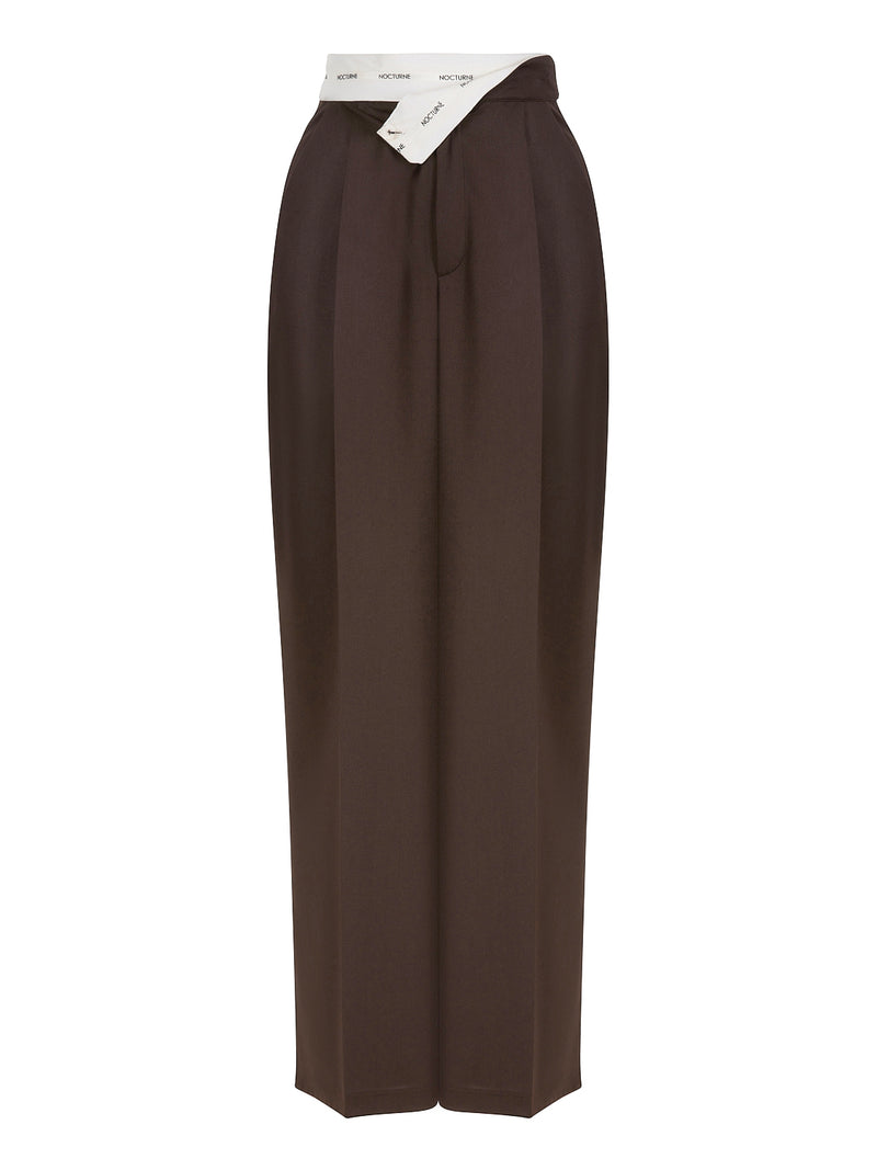 Nocturne Flowy High-Waisted Trousers Brown