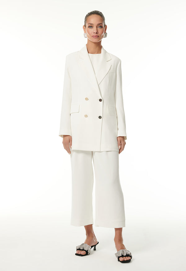 Choice Double-Breasted Solid Blazer Offwhite