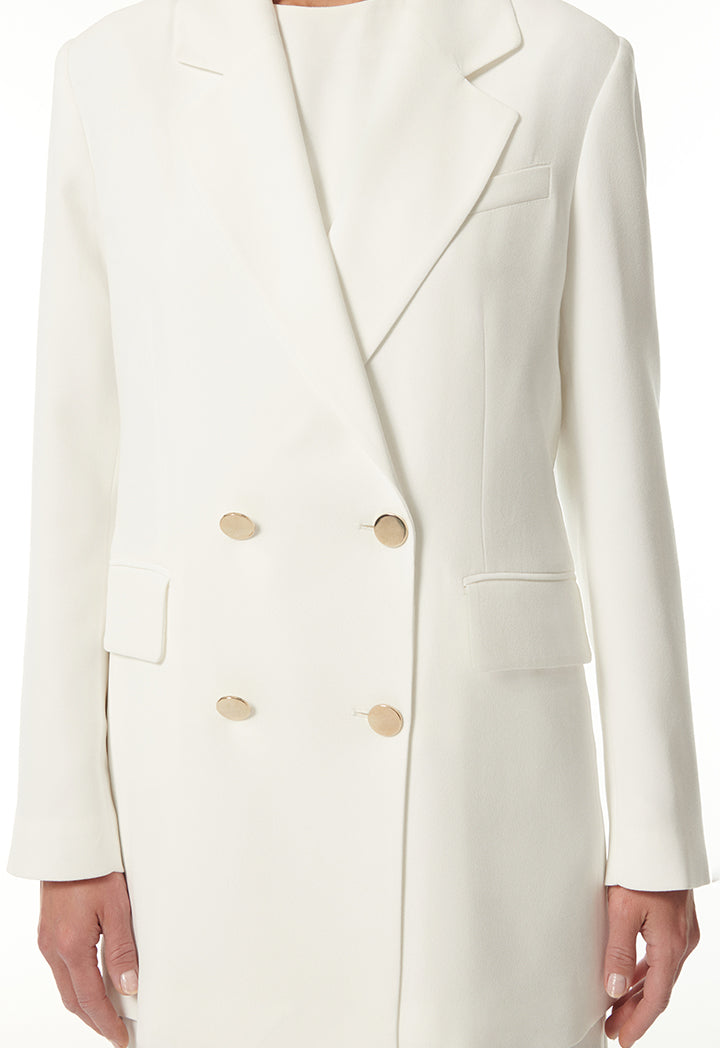 Choice Double-Breasted Solid Blazer Offwhite