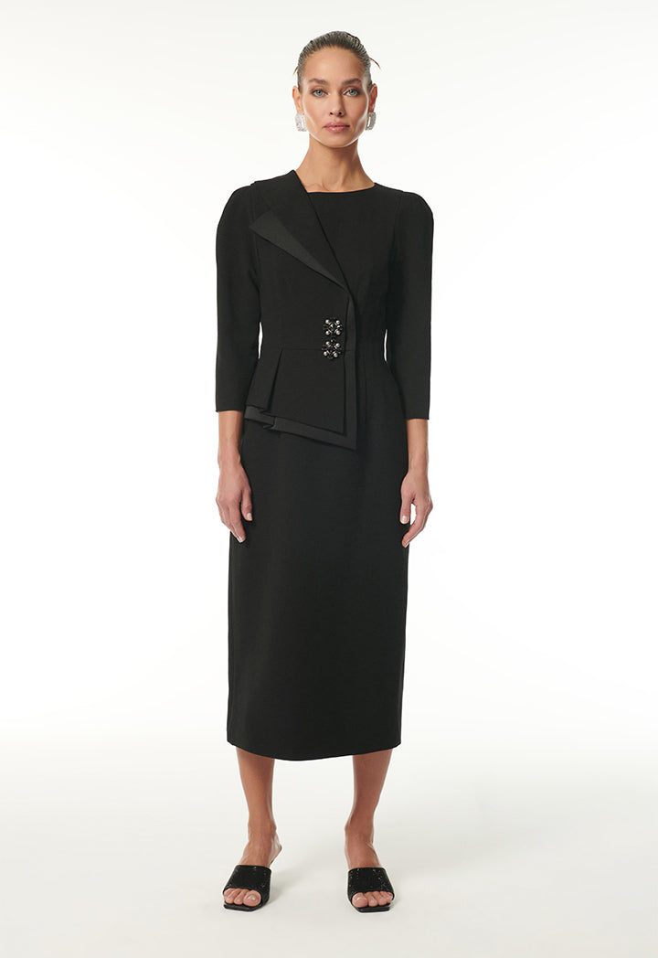 Choice Elegant Sheath Midi Dress Black