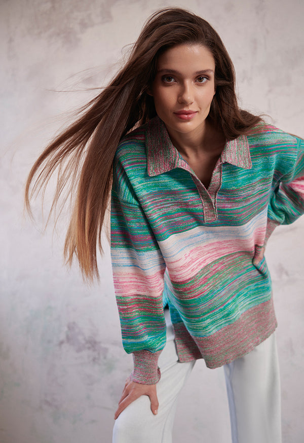 Choice Multicolored Knitted Sweatshirt Multicolor
