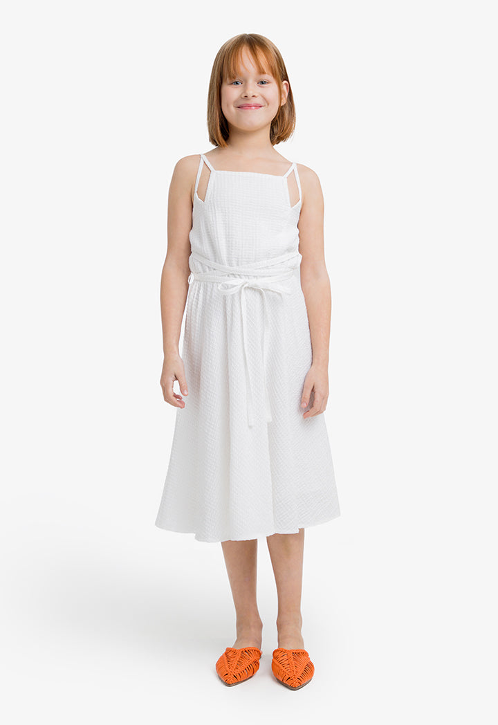 Choice Kids Solid Sleeveless Dress Off White