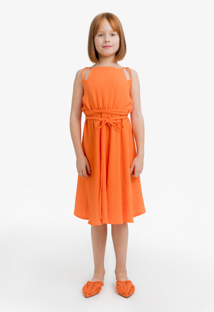 Choice Kids Solid Sleeveless Dress Orange
