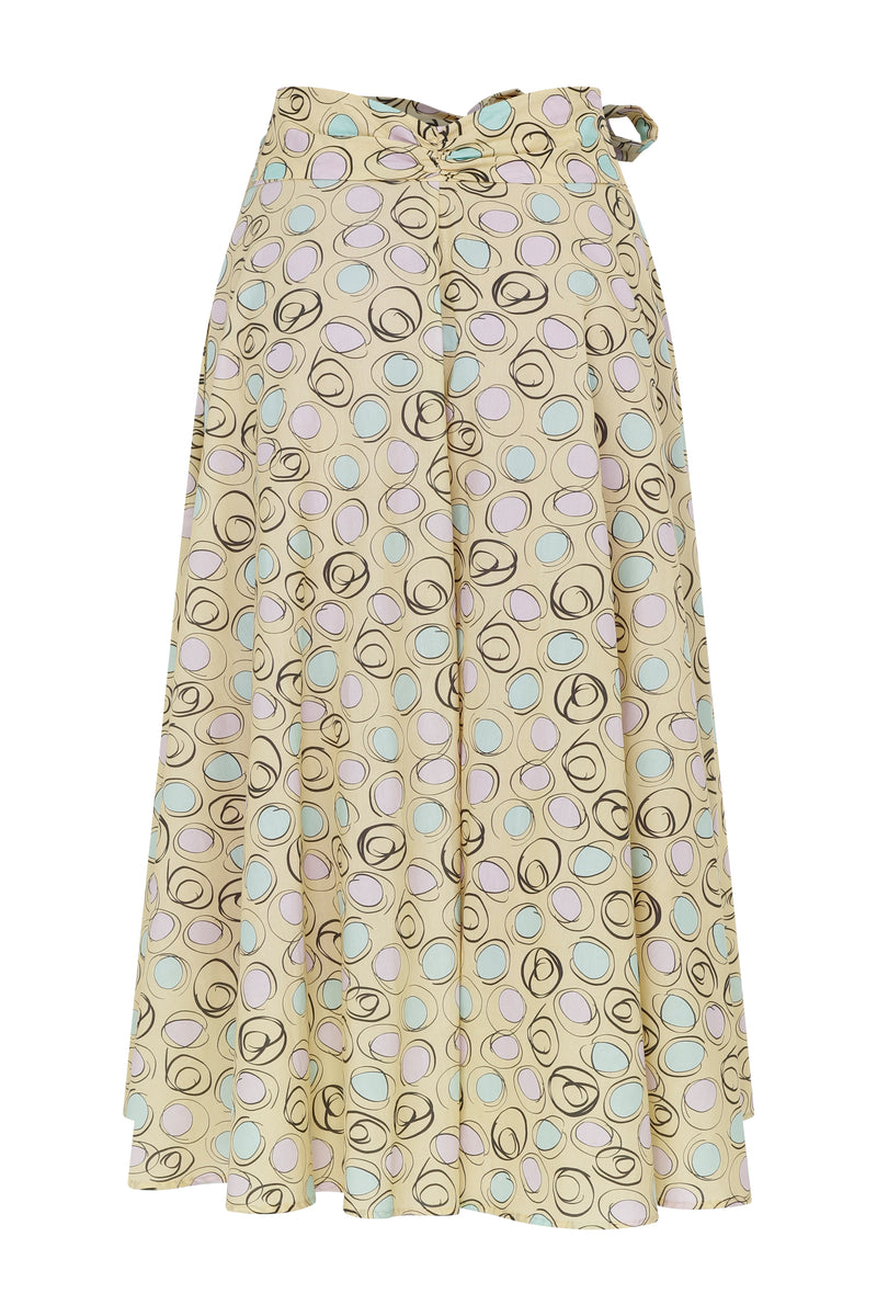 Roman Printed Midi Belted Skirt Multi Color