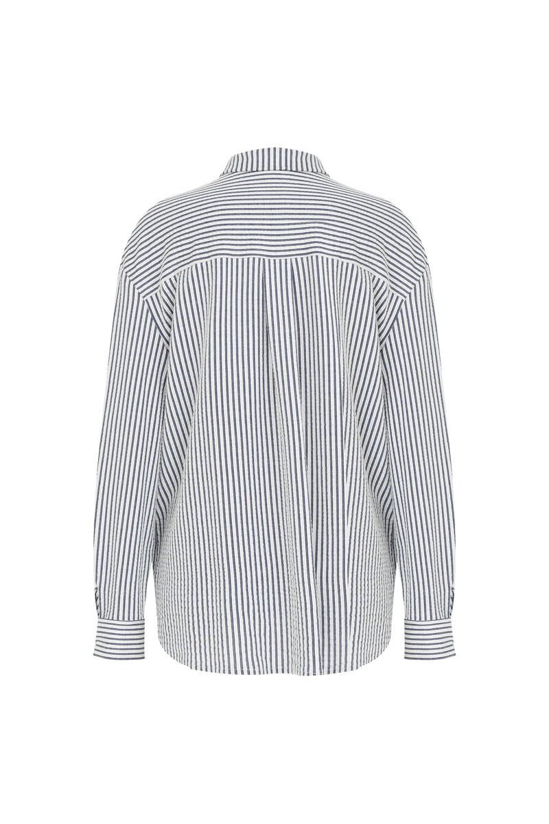 Roman Striped Pattern Shirt With Pocket Multi Color