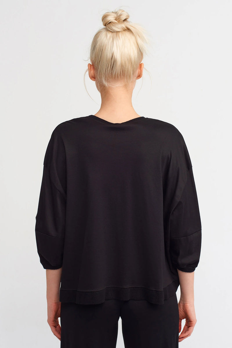 Nu 3/4 Sleeve T-Shirt Black