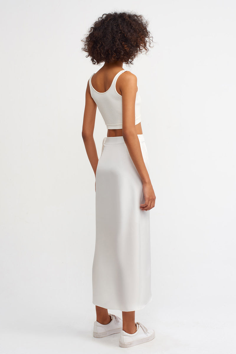 Nu Front-Overlap Skirt Off White