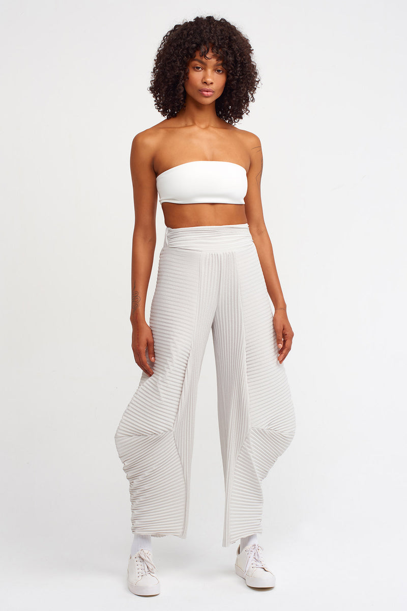 NU High Waist Pleated Trouser Ice