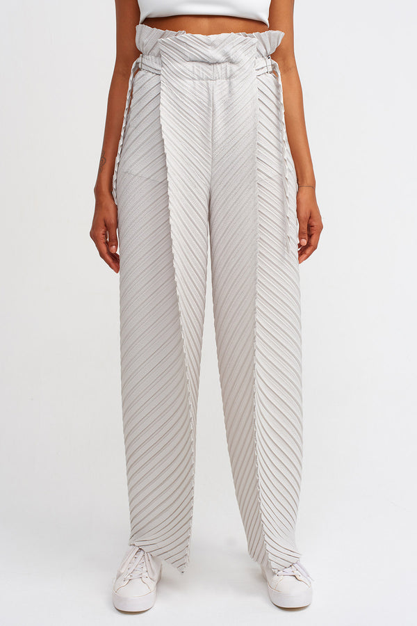 NU Belt Detail Pleated Trouser Ice