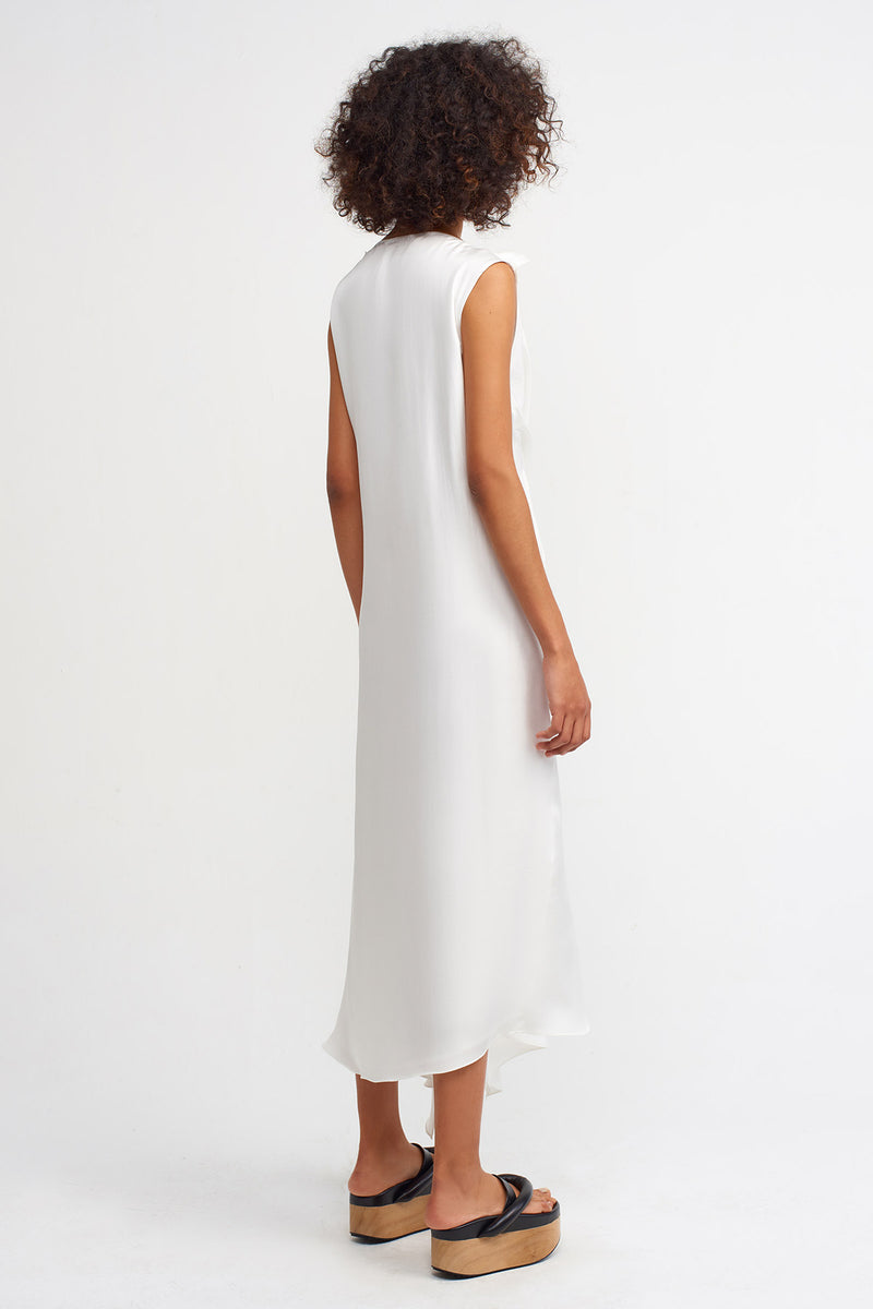 Nu Front-Twisted Detail Dress Off White