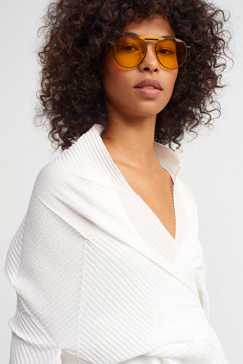 NU Patch Detail Pleated Outerwear Off White