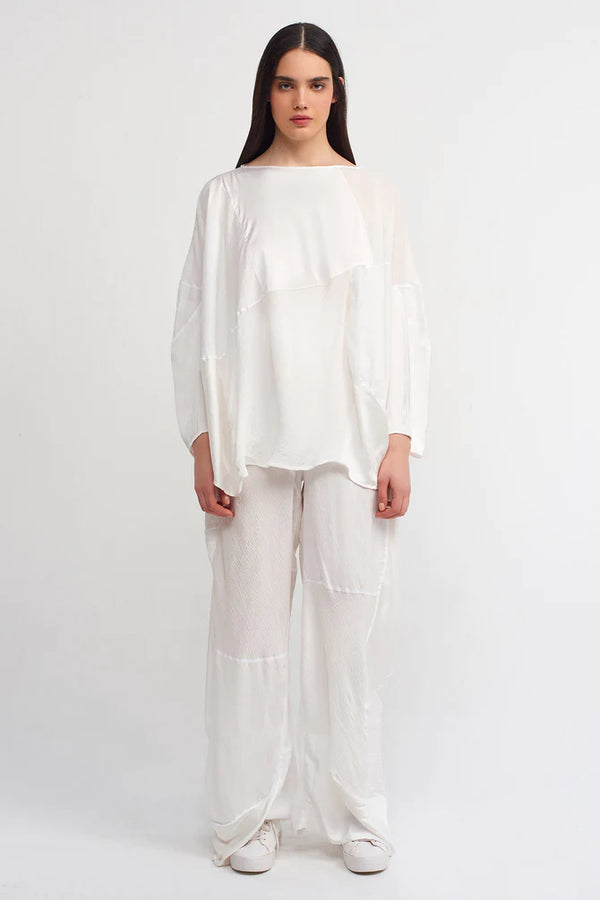 Nu Pleated Detail Solid Blouse Off White
