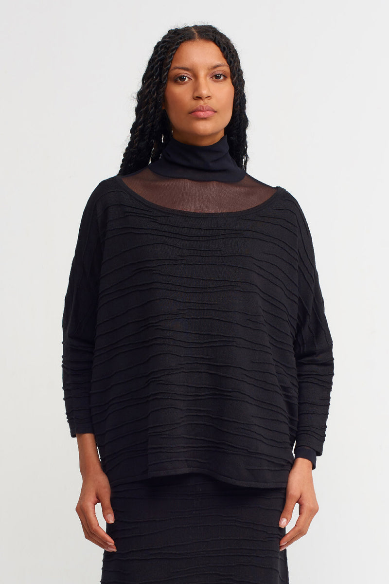 Nu Solid Knitted Blouse Black