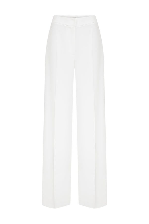 Roman Solid Palazzo Trousers White