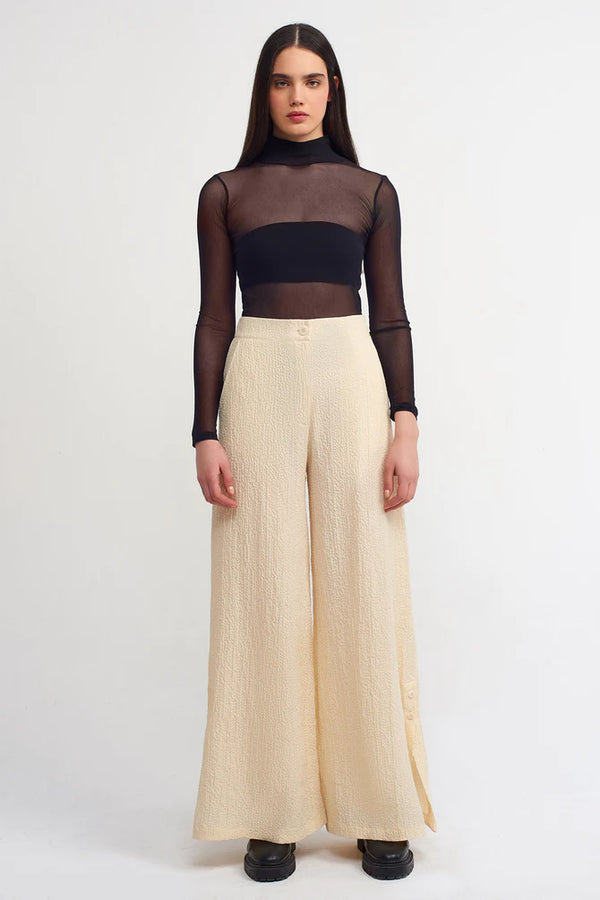 Nu Textured Wide Leg Trousers Natural
