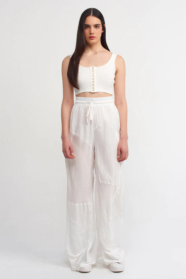 Nu Loose Trousers With Drawstring Detail Off White