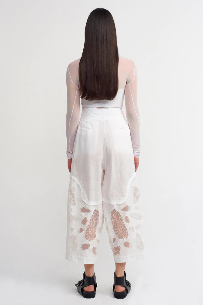 Nu Transparent Detail Trousers Off White