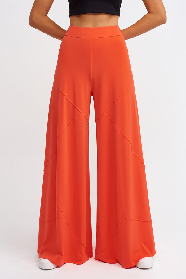 Nu Wide Leg Trousers With Stitched Detail Orange