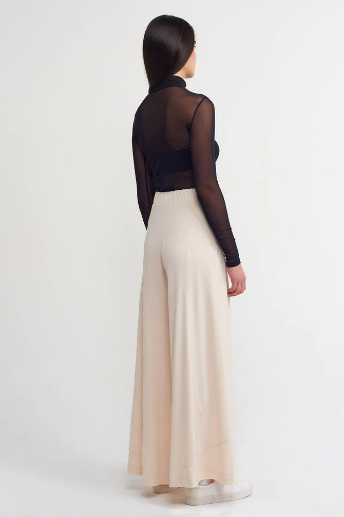 Nu Wide Leg Trousers With Stitched Detail Natural