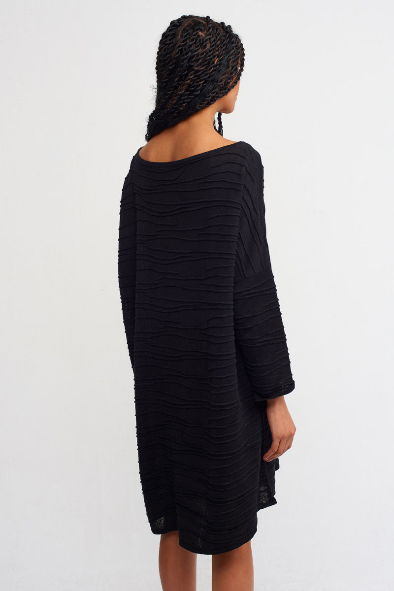 Nu Solid Knitted Short Dress Black