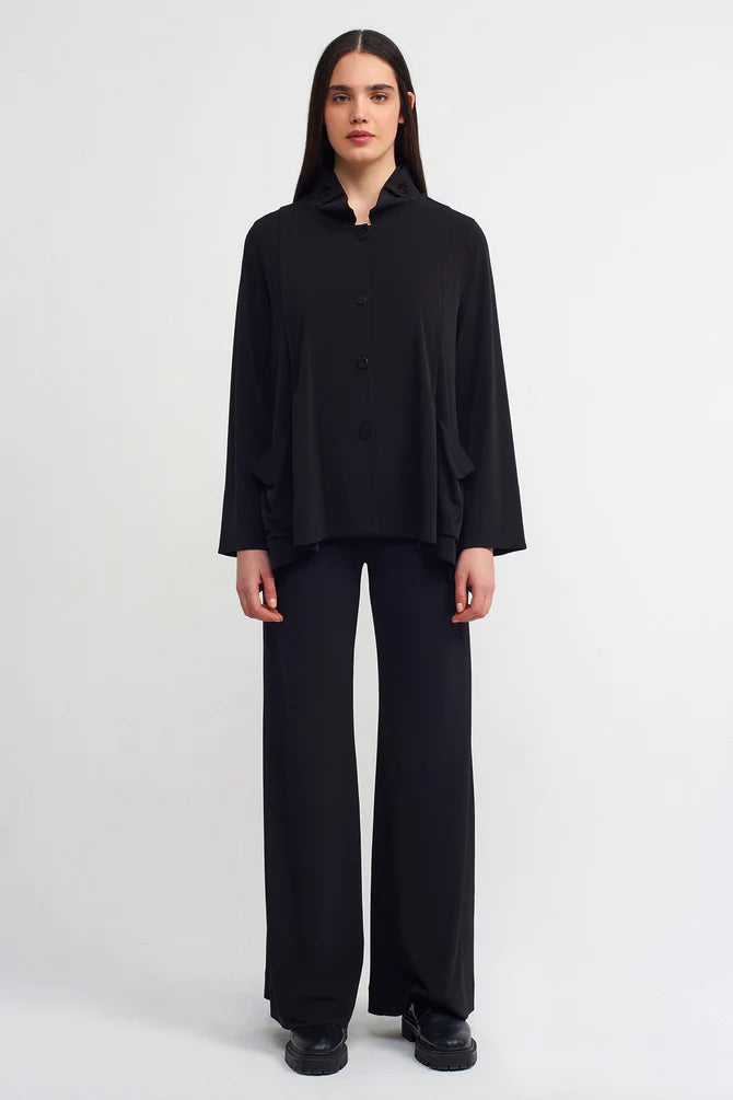 NU Collar Detail Solid Shirt Black