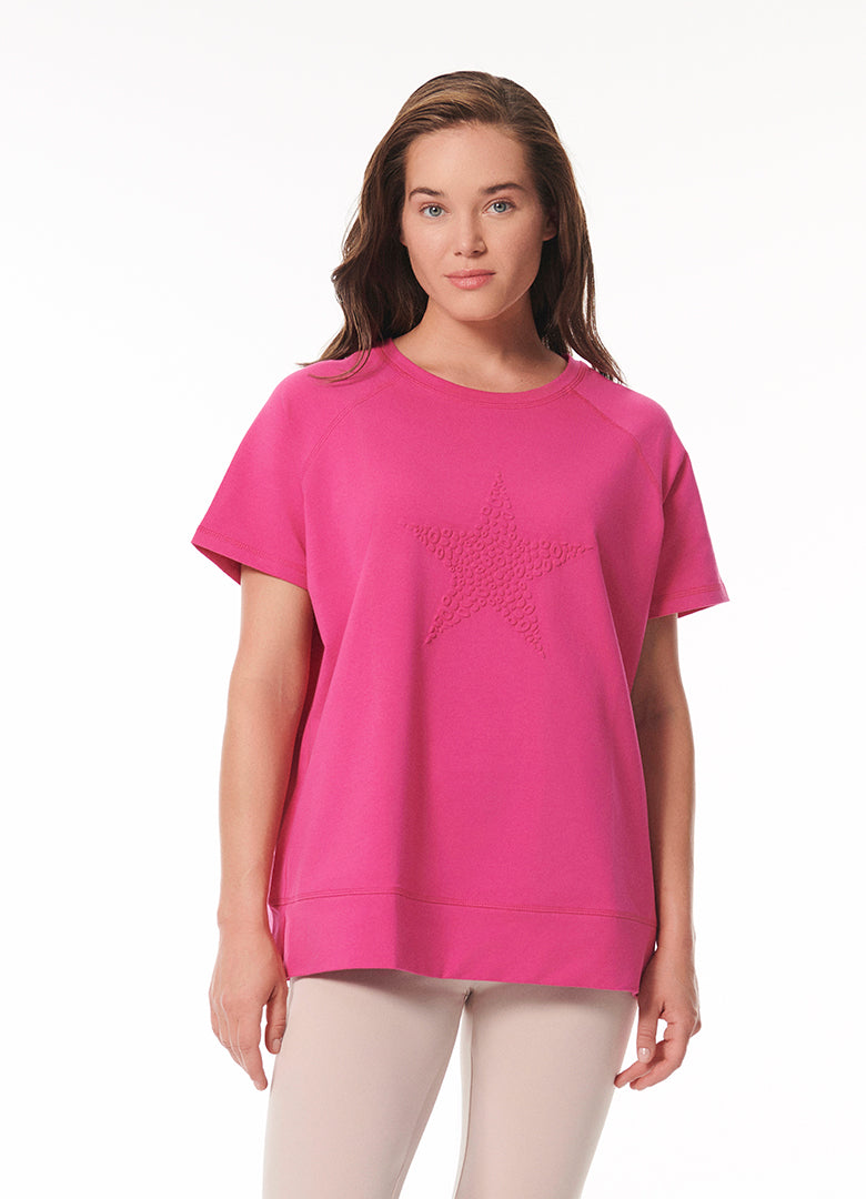 Choice Embossed Star Fancy T-Shirt Pink