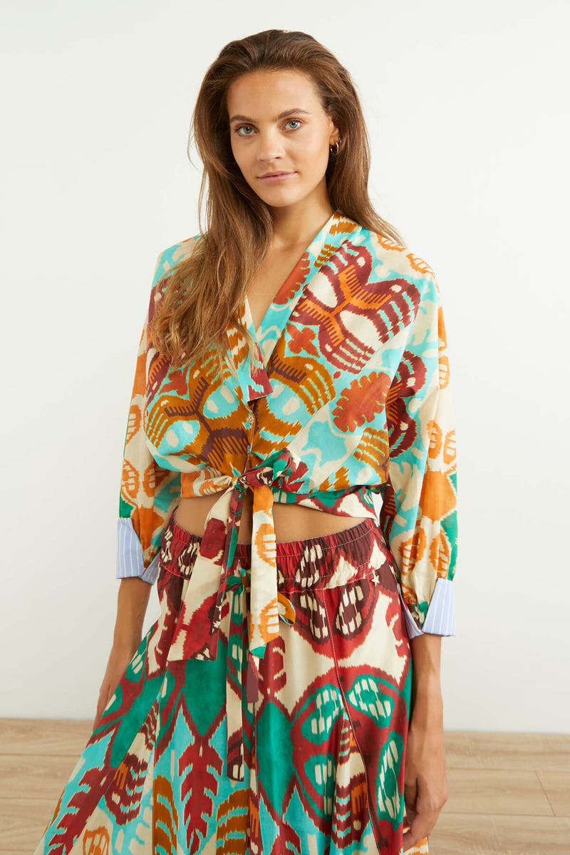 Souvenir Multicolor Self Tie Kimono Shirt Multicolor