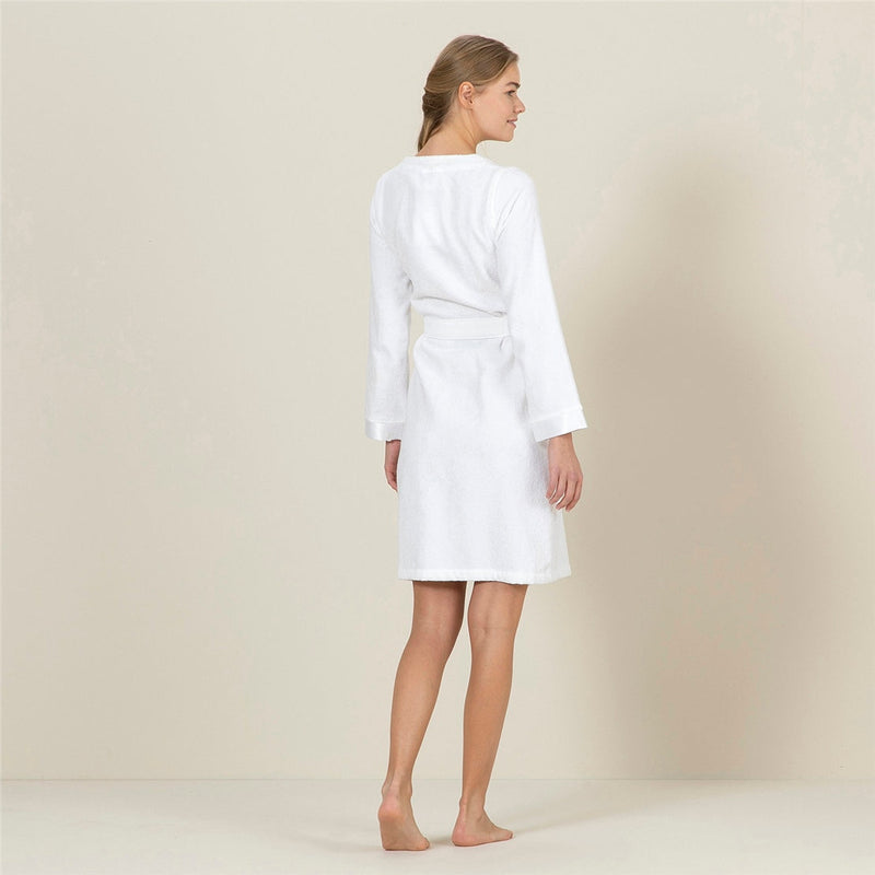 Chakra Bamboo Floss Women Bathrobe White