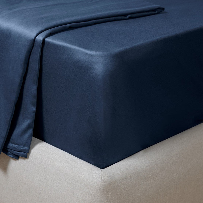 Chakra Bamboo Classic Fitted Sheet Dbl 160X200Cm Marine Blue