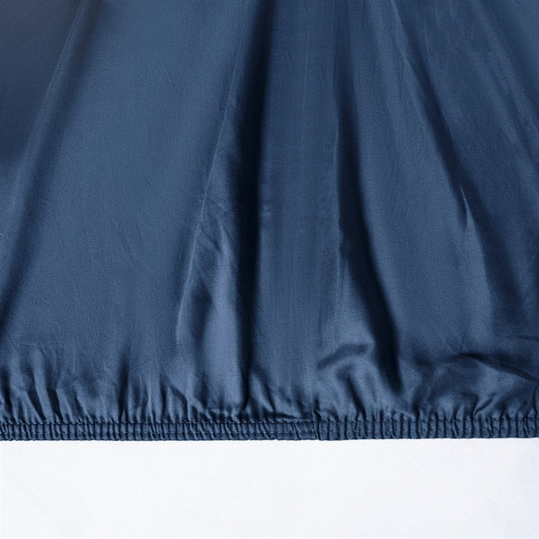 Chakra Bamboo Classic Fitted Sheet Que 180X200Cm Marine Blue