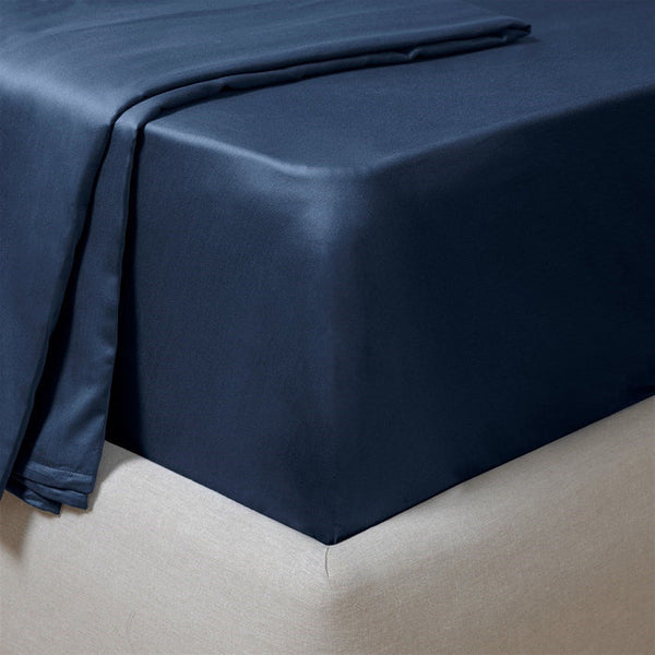 Chakra Bamboo Classic Fitted Sheet Que 180X200Cm Marine Blue