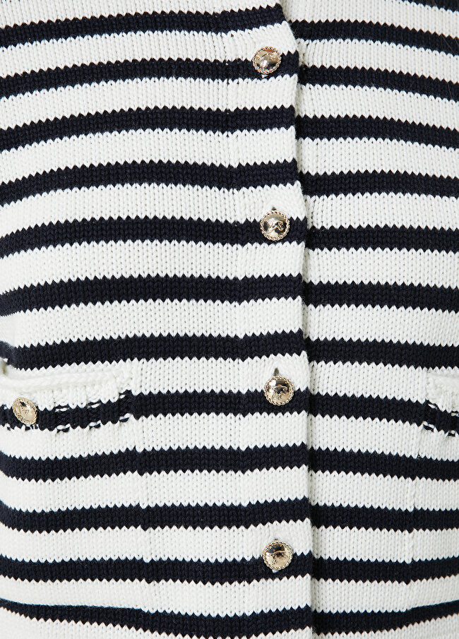 Beymen Club Striped Knitwear Jacket Navy-White