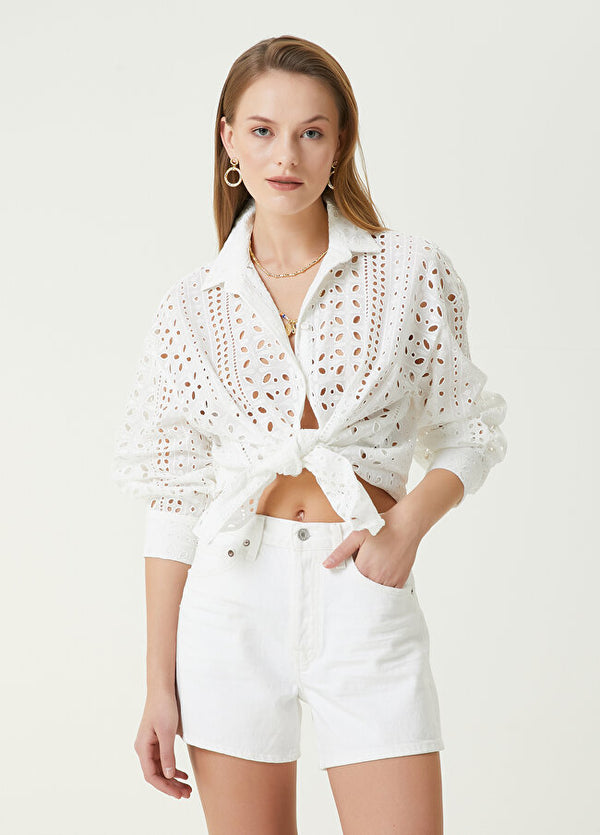 Beymen Club Hole Embroidered Shirt Off White